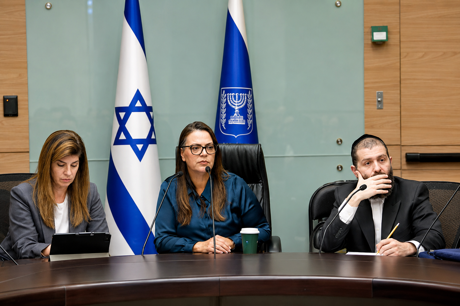 עו"ד פנחס גורט (מערך הייעוץ המשפטי של הכנסת), ח"כ גלית דיסטל אטבריאן, נועה בירן-דדון (מנהלת הוועדה) | צילום: דני שם טוב, דוברות הכנסת